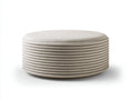 Reposapiés redondo tapizado 92x92x38 cm - beige claro - relieve horizontal para salón