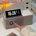 Reloj de escritorio con altavoz Bluetooth HiFi - Pantalla abatible de 5 pulgadas con visualización de letras - Bluetooth 5.4 y diafragma de graves - Iluminación ambiental de 1800 K