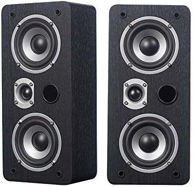 DYNAVOICE Magic LCR-4 pareja de altavoces HiFi - Potencia máxima de 100 W y diseño compacto - Montaje en pared o techo - Madera negra para frontal central y surround