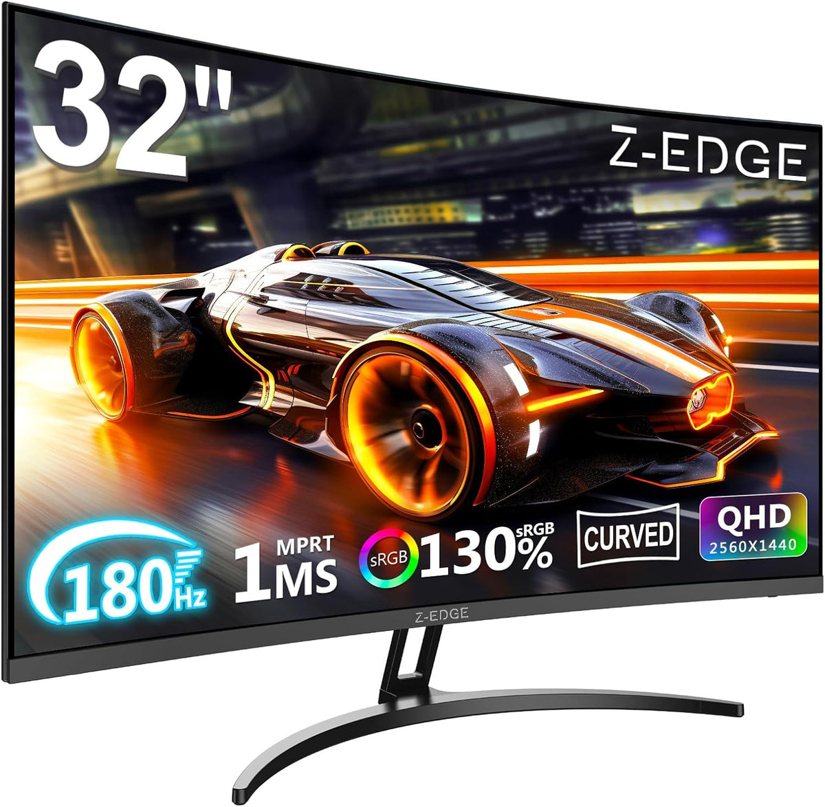Z Edge monitor gaming curvo - Pantalla QHD de 32 pulgadas y 165 Hz - Panel VA 1500R con respuesta de 1 ms - FreeSync RGB y conexiones HDMI DisplayPort