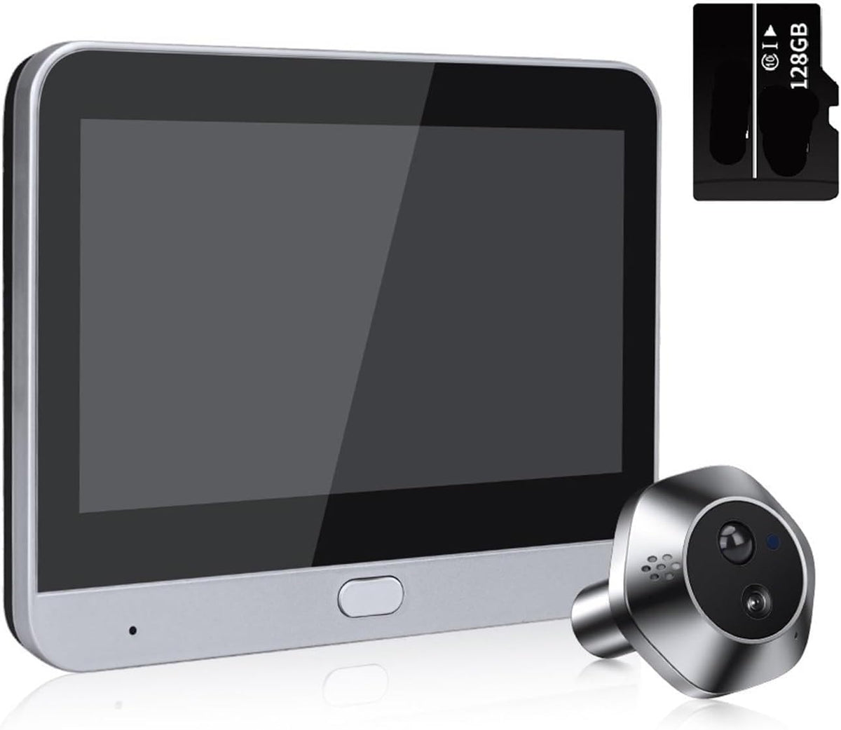 Videoportero bidireccional gran angular - Campo de visión de 140 grados - Compatible con puertas de 35 a 115 mm - Almacenamiento de 128 GB y conexión Bluetooth