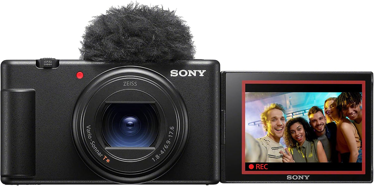 Sony ZV-1 II Cámara vlogging - Objetivo zoom gran angular con focal máxima de 50 mm y zoom óptico 3x - Vídeo 4K y micrófono multidireccional - Negra con pantalla de ángulo variable