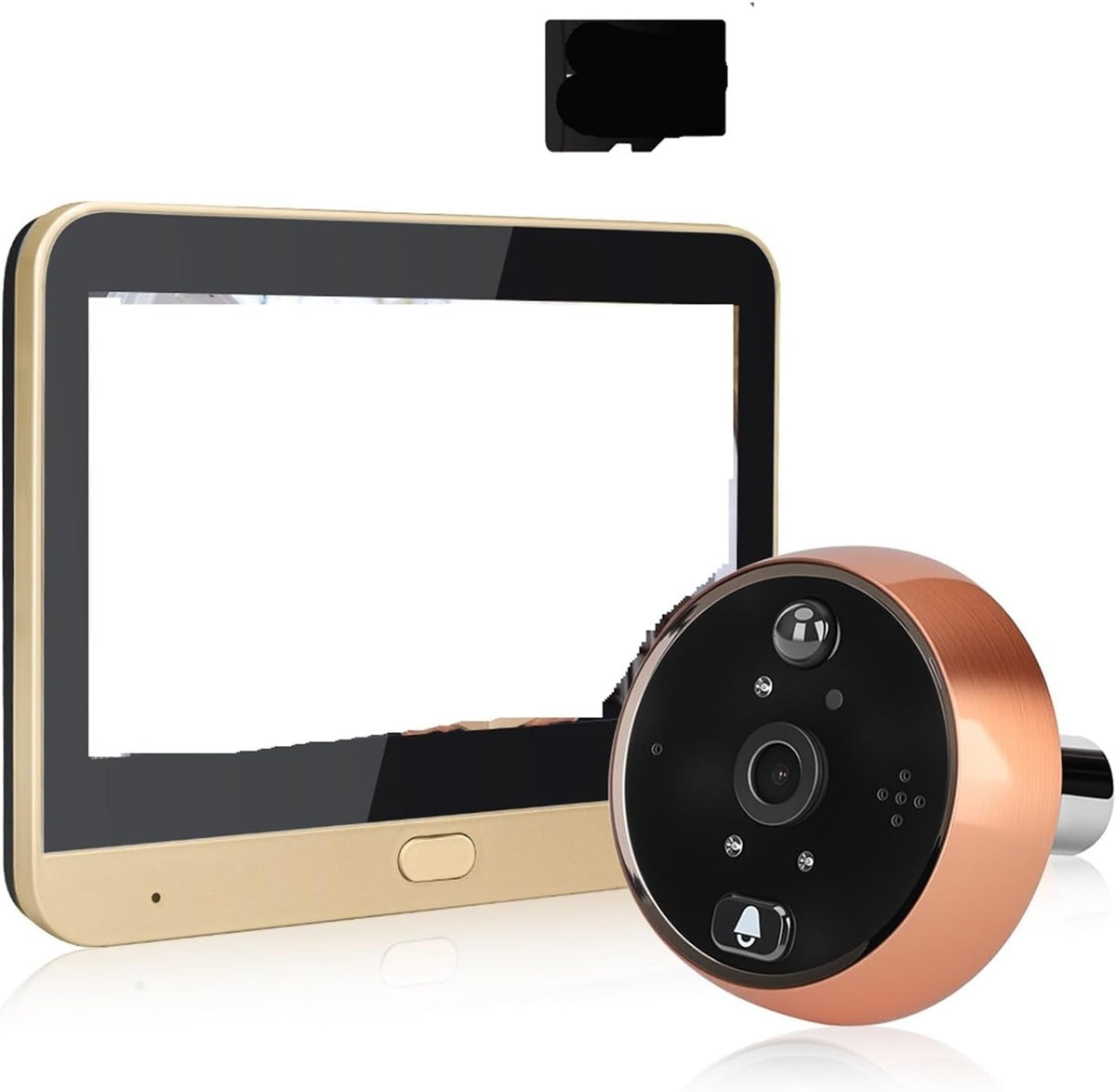 Timbre con vídeo OPTEPYOE - pantalla de 4,3 pulgadas con cámara de 1024p - intercomunicador bidireccional - almacenamiento de 128 GB y conexión Bluetooth