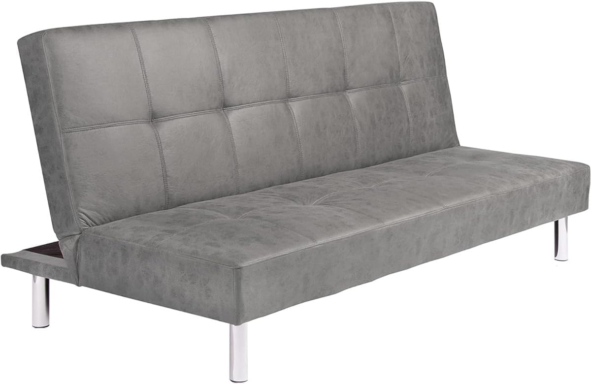 Mattfy Milos Sofá cama clic clac 3 plazas - Diseño tipo libro con asiento acolchado y ajustable - 188 x 89 x 86 cm - Gris moderno con capacidad máxima de 360 kg