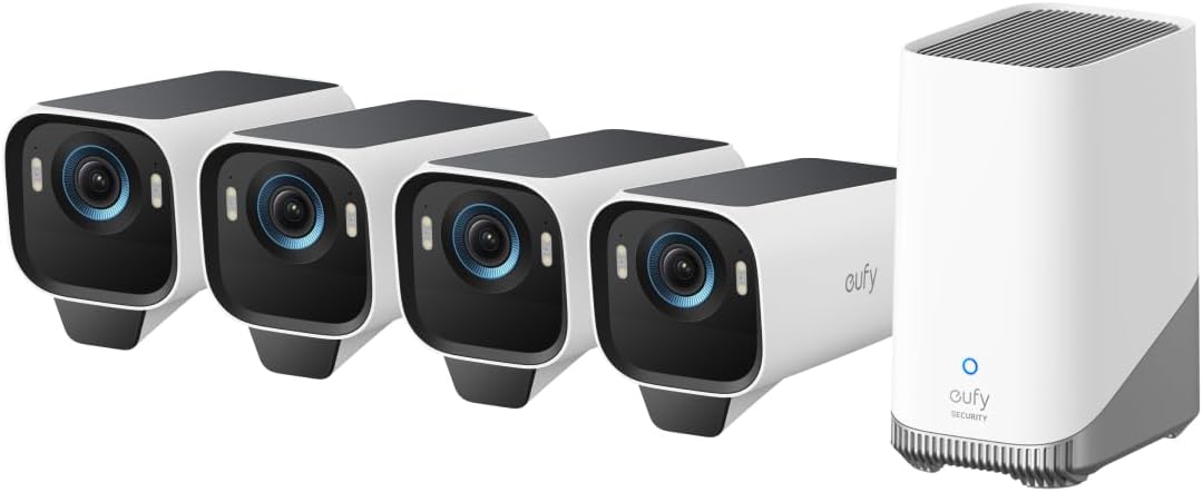 Cámara solar eufyCam S3 Pro de 4K - visión nocturna MaxColor y reconocimiento facial AI - batería con energía inagotable 2.0 - almacenamiento local ampliable sin cuotas