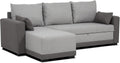 BUDWING Leah sofá cama esquinero 3 plazas - Chaise longue reversible y 2 cojines - Tapizado en poliéster gris bicolor - Diseño moderno 233 x 124 x 69 cm