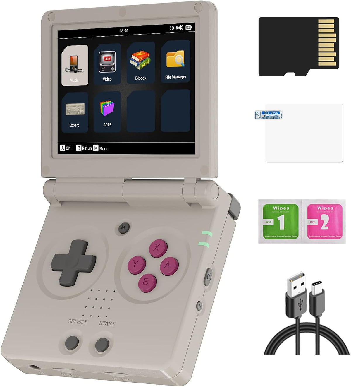RG35XXSP consola retro portátil 3,5 pulgadas - Pantalla IPS y tarjeta TF de 64 GB - 4400 juegos precargados - Batería de 3300 mAh hasta 8 h con WiFi y Bluetooth