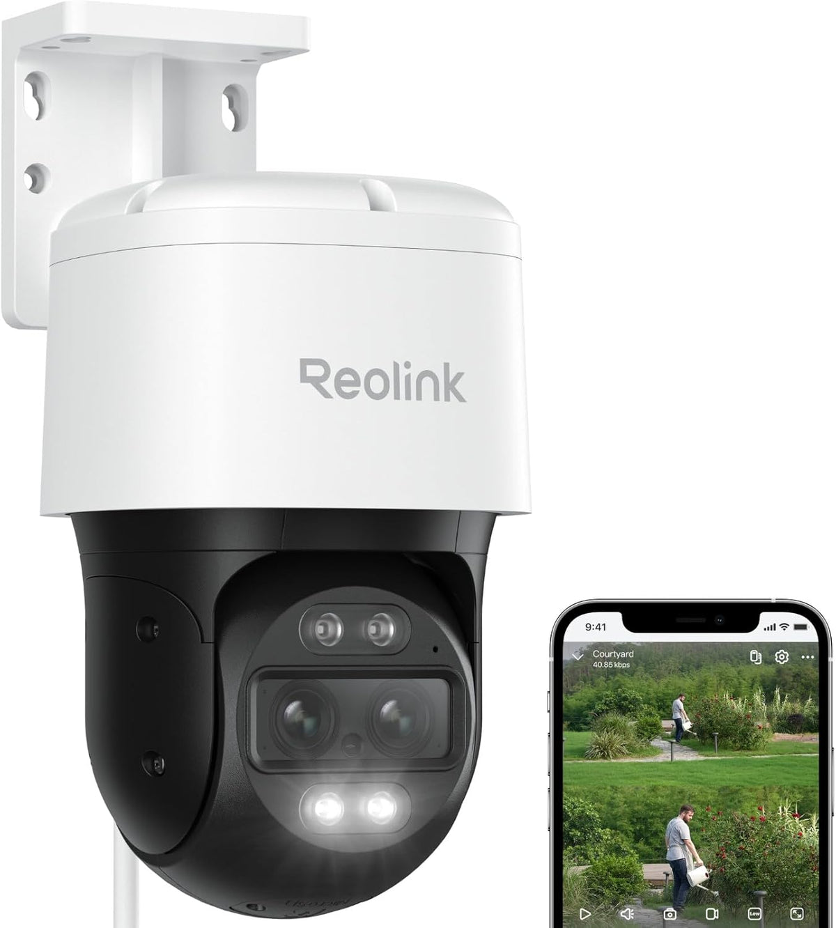 Reolink TrackMix PoE cámara PTZ exterior - Resolución 4K de 8 MP y doble lente - Zoom híbrido 6X con seguimiento automático - Audio bidireccional y ONVIF