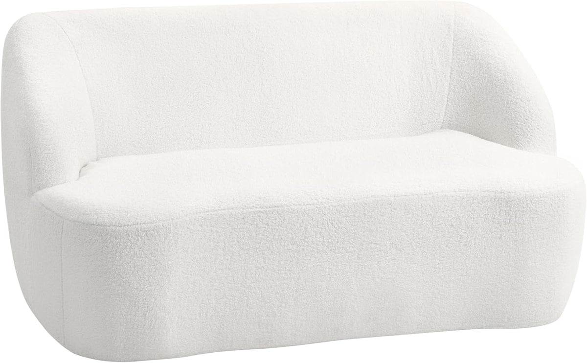 HOMCOM Sofá 2 plazas de borreguito - Diseño curvo con acolchado grueso para salón dormitorio y oficina - 142 x 85 x 73,5 cm - Crema sin necesidad de montaje