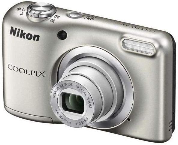 Nikon COOLPIX A10 Cámara compacta - Sensor CCD con zoom óptico 5x y focal máxima de 130 mm - Formato JPEG y control automático - Plata para fotografía cotidiana y viajes