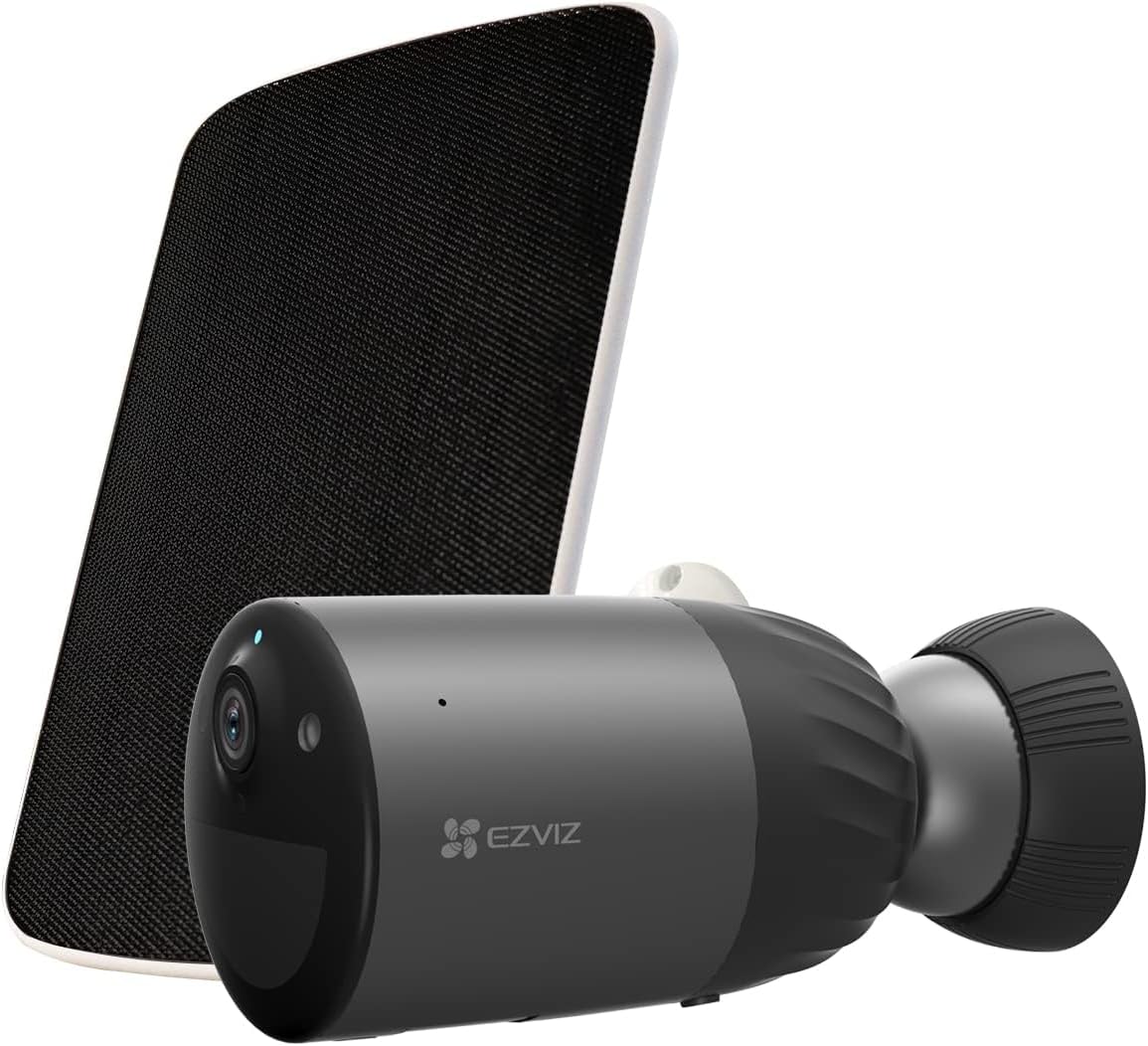 Cámara solar EZVIZ BC1C eLife Kit de 4 MP - resolución 2K y batería de hasta 270 días - visión nocturna color y audio bidireccional - memoria eMMC de 32 GB