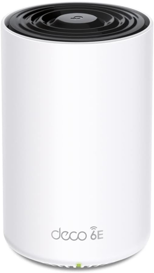 Sistema WiFi Mesh TP Link Deco XE75 - una unidad WiFi 6 tribanda - bandas de 2,4 y 5 GHz para el hogar - modo punto de acceso y QoS en acabado negro