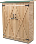 RELAX4LIFE Armario de Jardín de Madera 140 x 50 x 162 cm - Cobertizo Exterior con 3 Estantes y 2 Puertas con Cerradura - Techo a Dos Aguas
