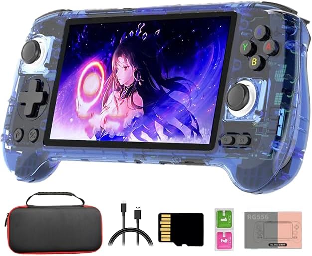 Consola retro portátil A-1 256 GB - 8000 juegos y Android 13 - Pantalla AMOLED de 5,4 pulgadas con WiFi - Funda de transporte incluida para entretenimiento móvil