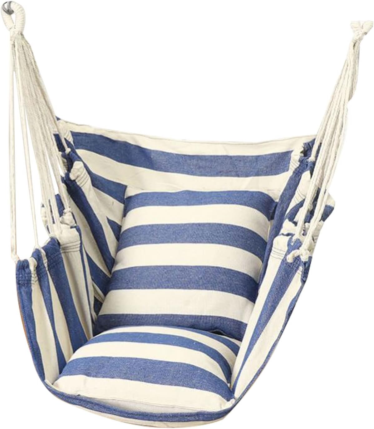 Silla Colgante Azul Marino con 2 Cojines - Sillón Balancín Interior y Exterior - Asiento Suspendido para Jardín Patio Terraza y Dormitorio