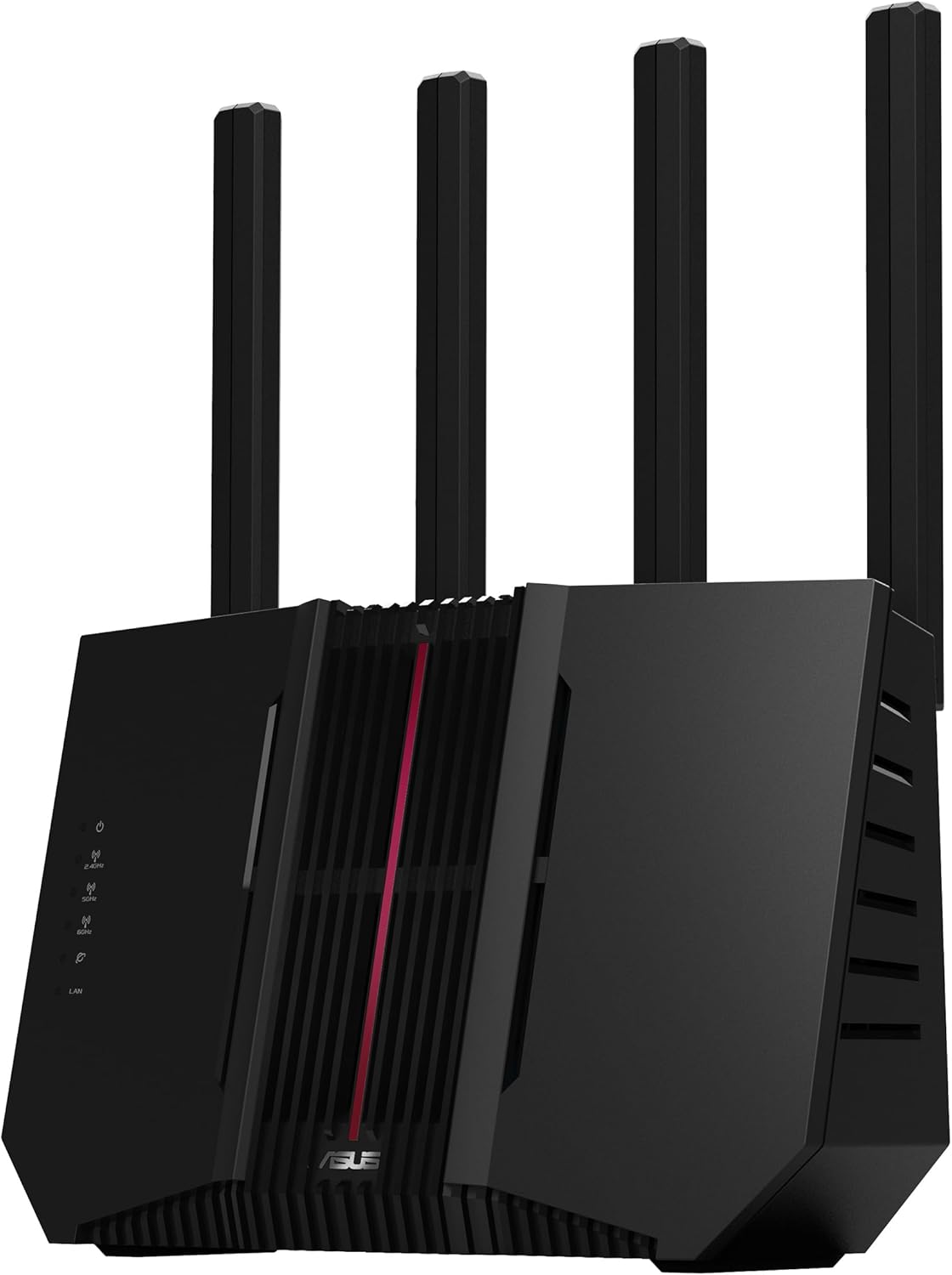 ASUS RT BE92U router WiFi 7 - BE9700 tribanda con canales de 320 MHz y modulación 4096 QAM - Tecnología MLO y AiMesh - Seguridad de red y funciones VPN