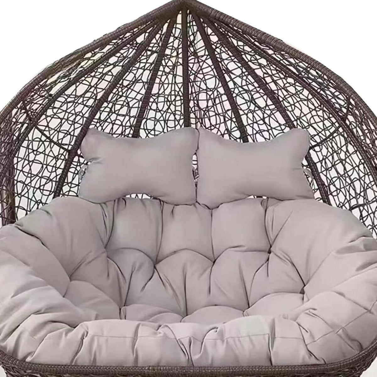 Generic - Silla colgante huevo para 2 personas 170 x 120 cm - Cojín incluido - Asiento exterior color gris claro para jardín y terraza