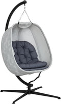 Outsunny - Silla colgante huevo plegable para 1 persona - Estructura de acero aleado con cojines - Columpio interior exterior hasta 120 kg