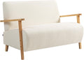 HOMCOM sofá 2 plazas de borreguito - Acolchado grueso con reposabrazos - Patas de madera y carga máxima de 250 kg - Crema 118 x 76 x 78 cm para salón