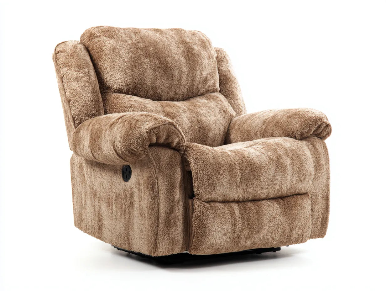Sillón reclinable de tela 98x94x103 cm - marrón y negro - reposapiés acolchado para salón