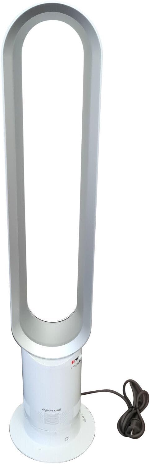 Ventilador de torre Dyson Cool AM07 - altura de 100 cm en blanco y plateado - diseño sin aspas con oscilación - mando a distancia y temporizador de 9 horas
