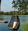 Generic - Silla colgante de ratán sintético - Cojines resistentes a rayos UV - Asiento interior exterior negro para balcón jardín y patio