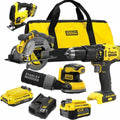 Stanley SFMCK412MDS-QW - Kit de herramientas eléctricas 4 piezas - Sistema de batería 18 V - Set combinado para bricolaje montaje y mantenimiento