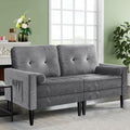 Sofá moderno 2 plazas de terciopelo - 2 almohadas y cojín de asiento cómodo - Estilo moderno de mediados de siglo - Gris 149 x 63 x 89 cm hasta 350 kg