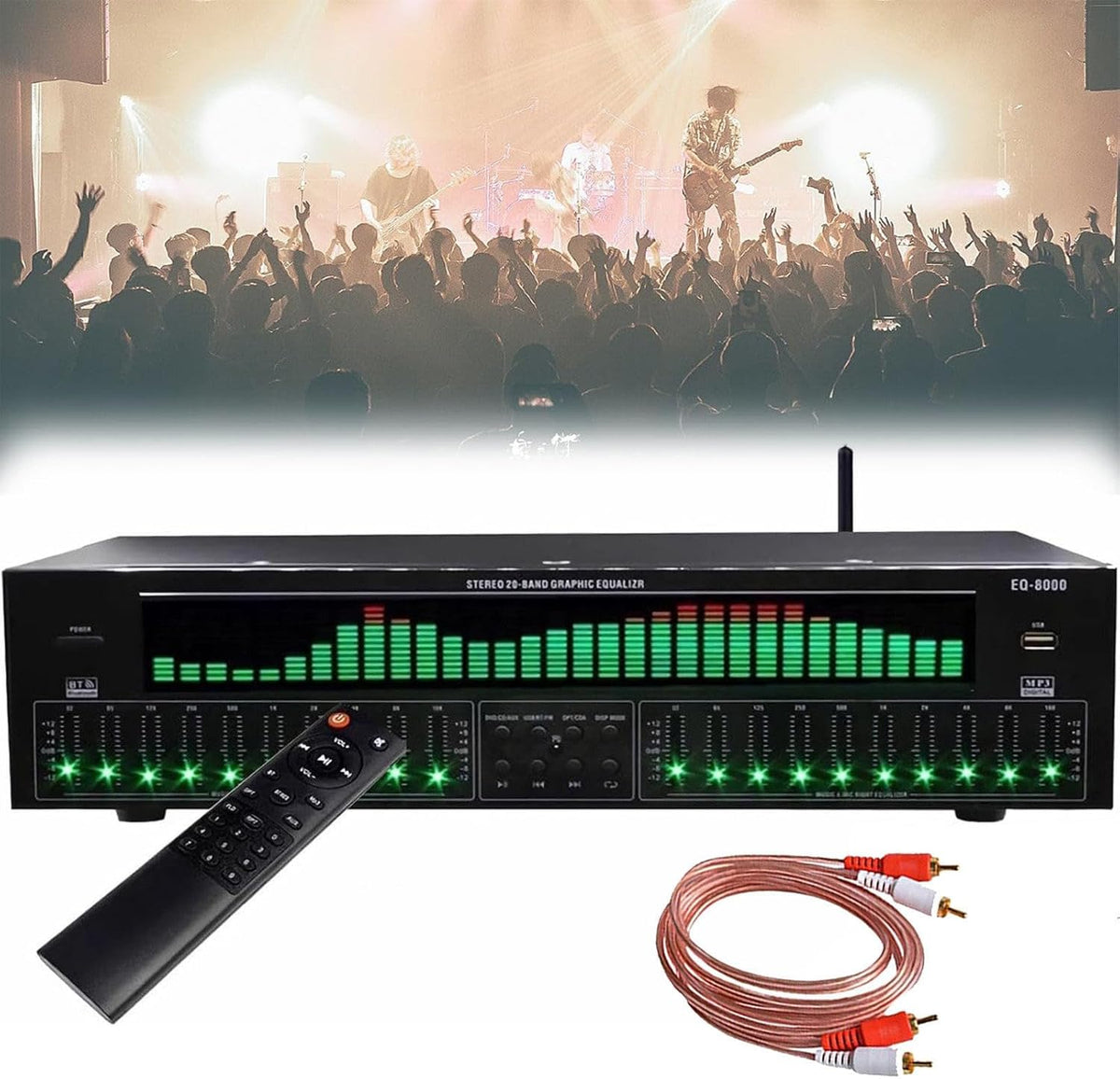 Ecualizador digital estéreo de 31 bandas - Control remoto y cable de audio dedicados - Reducción automática de ruido - 12 patrones rítmicos para estudio de grabación