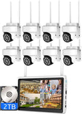 Sistema PTZ WiFi de 8 cámaras con monitor - Vídeo de 3 MP y visión nocturna en color - Audio bidireccional y grabación continua - NVR con disco de 2 TB