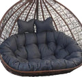 Silla Colgante Doble Exterior con Cojín Gris Oscuro - Hamaca Huevo de 2 Plazas - Asiento Repuesto para Jardín Patio y Terraza 170 x 120 cm