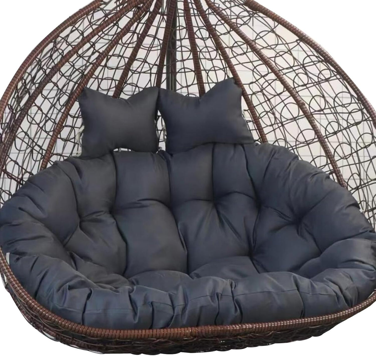 Silla Colgante Doble Exterior con Cojín Gris Oscuro - Hamaca Huevo de 2 Plazas - Asiento Repuesto para Jardín Patio y Terraza 170 x 120 cm