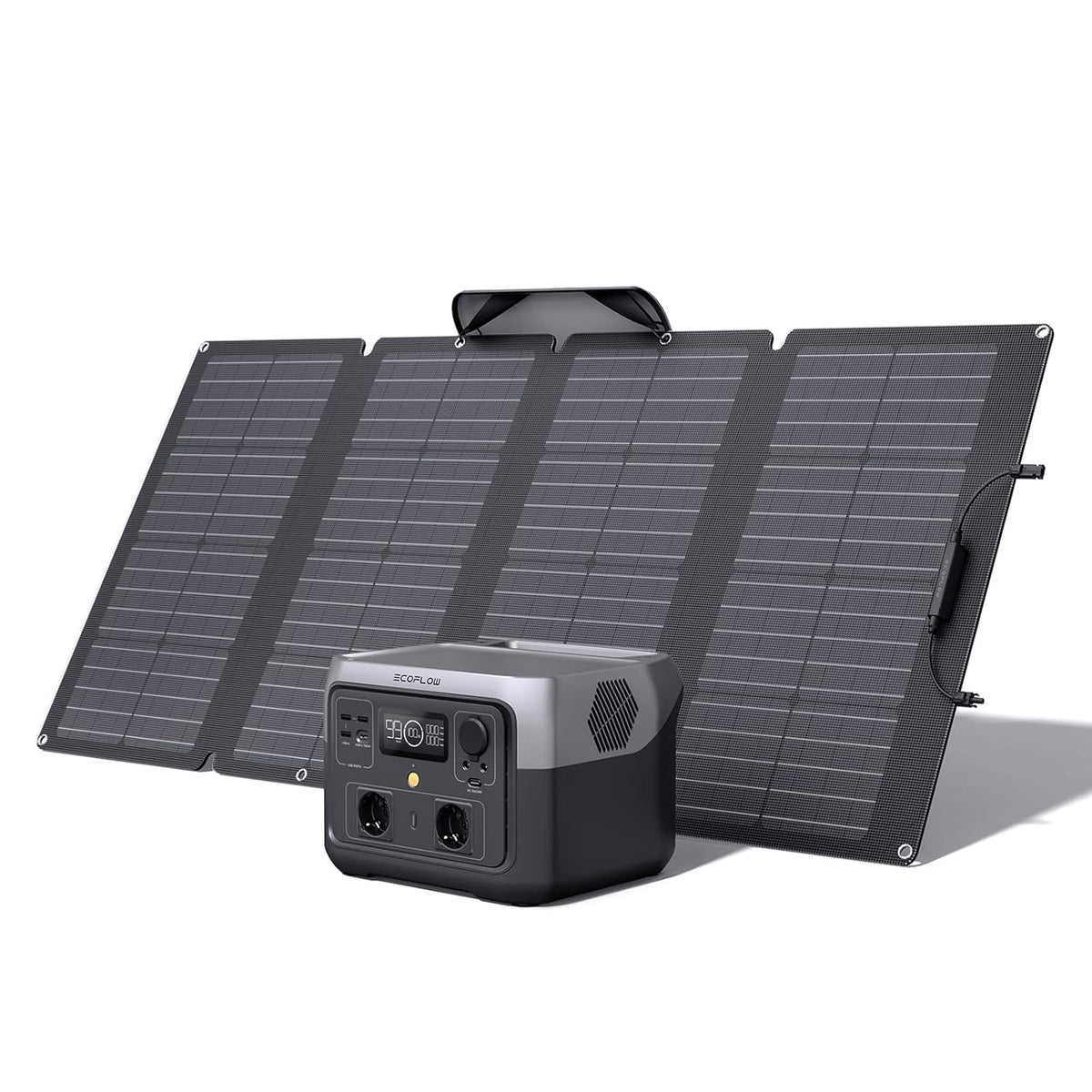 EcoFlow RIVER 2 MAX reacondicionada con panel solar 160 W - Batería LFP de 512 Wh y salida de 1000 W - Estación portátil de 6,1 kg - Unidad sin usar con embalaje ligeramente dañado