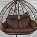Silla Colgante Doble de Ratán Impermeable para 2 Personas - Sillón Huevo Nido Extraíble con Cojines - Hamaca Colgante de Jardín Terraza Patio Exterior