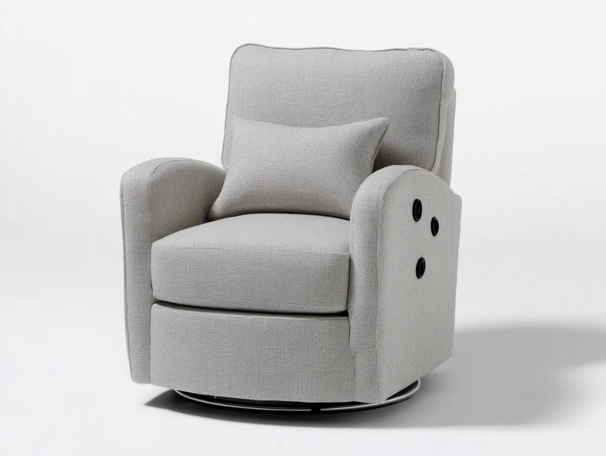 Sillón tapizado 93x89x101 cm - gris claro y negro - giratorio para salón cómodo