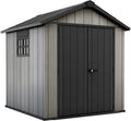 Keter Oakland 757 - Caseta de jardín 229 x 224 x 242 cm - Duotech con refuerzo de acero - Resina resistente al agua para almacenaje gris