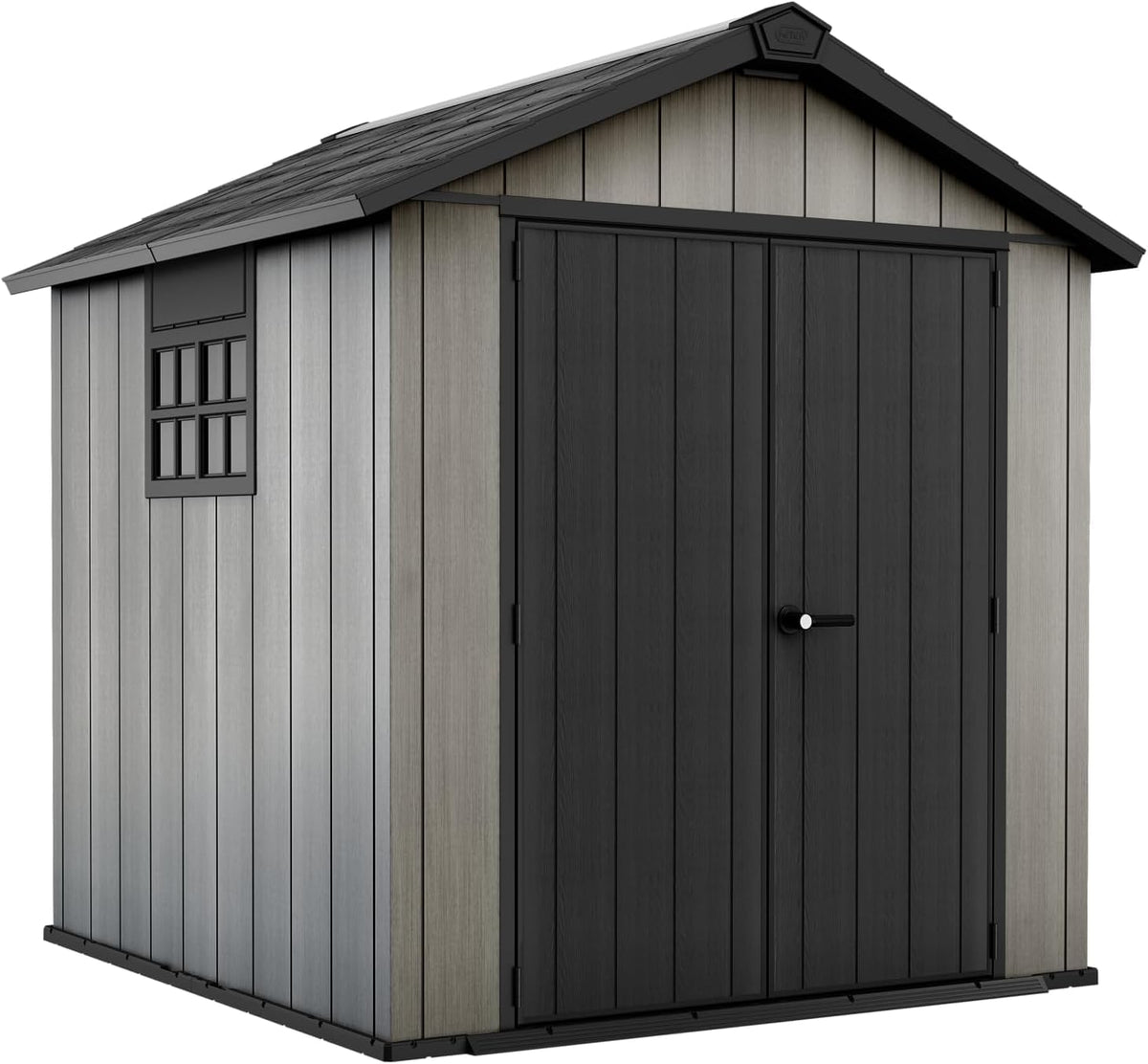 Keter Oakland 757 - Caseta de jardín 229 x 224 x 242 cm - Duotech con refuerzo de acero - Resina resistente al agua para almacenaje gris