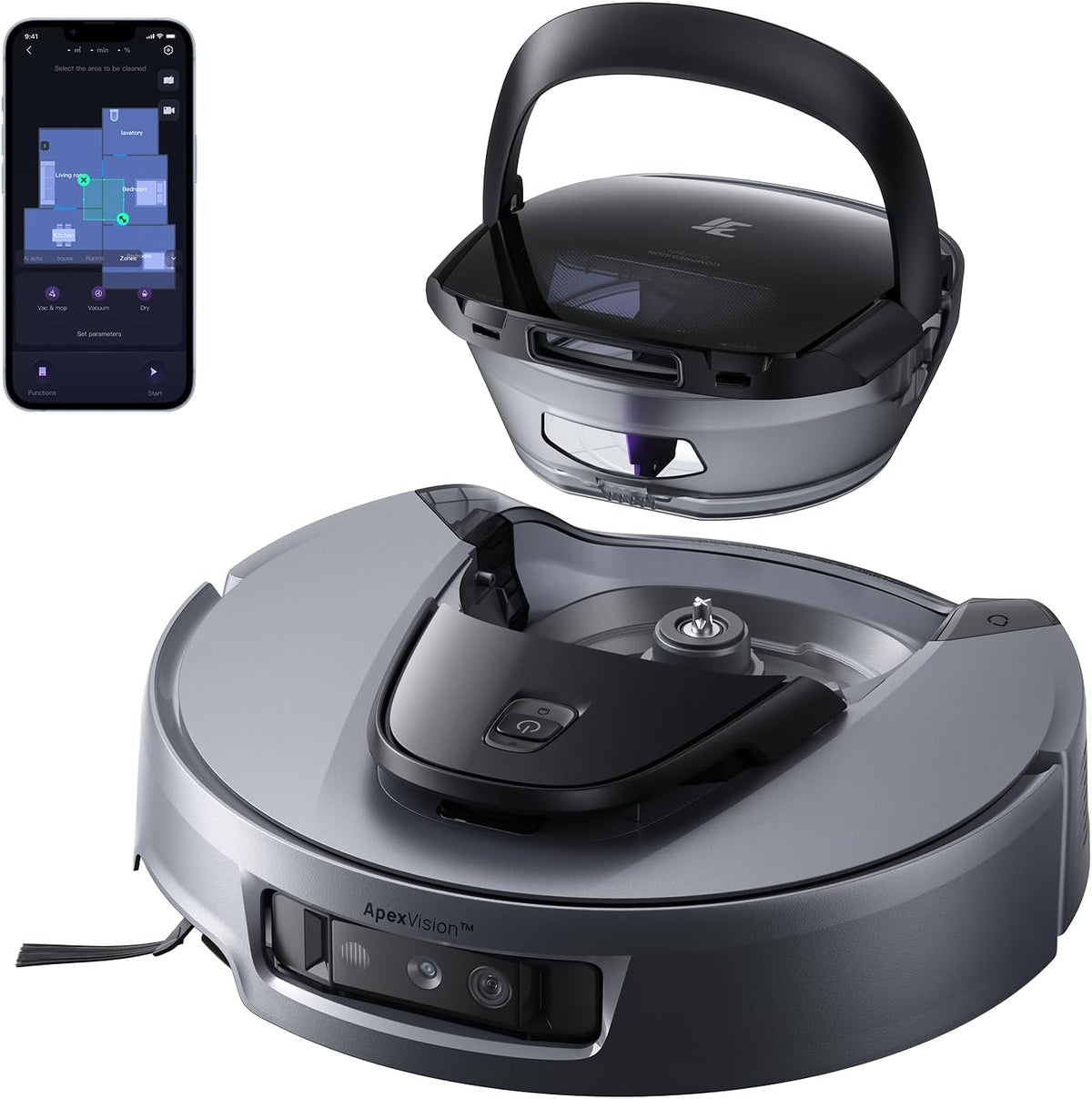 3i G10 Plus robot aspirador y fregasuelos 18000 Pa - Compactación interna de suciedad hasta 60 días - Cepillo y mopa extensibles - Navegación inteligente con filtro HEPA