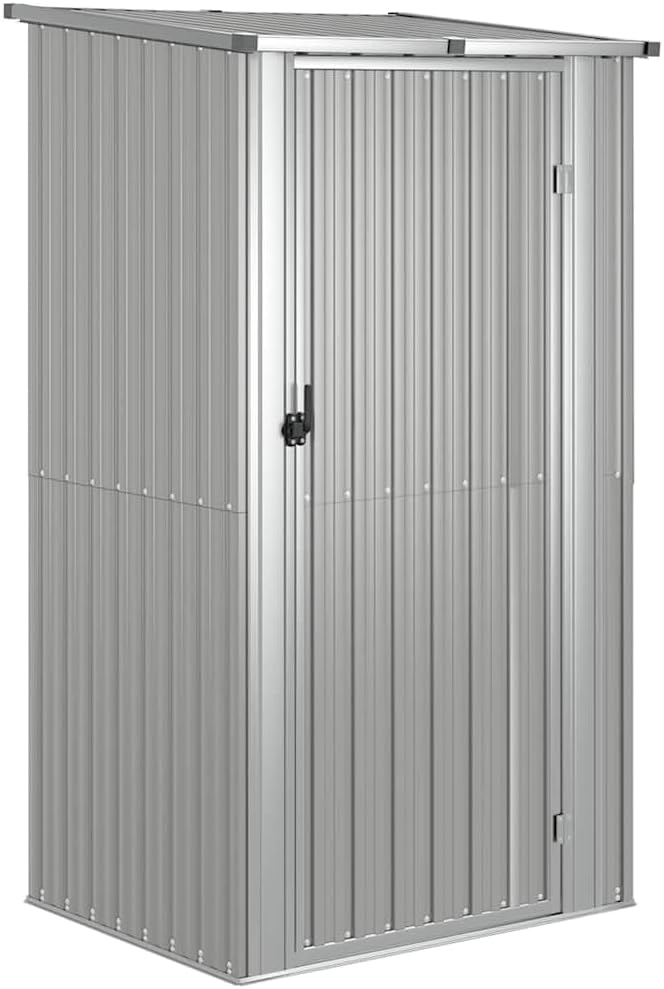 vidaXL Cobertizo de Jardín Exterior de Acero Galvanizado Gris - Caseta de Almacenamiento para Herramientas - Estructura Resistente al Agua