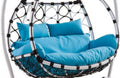 Silla Colgante Huevo Doble de Ratán Impermeable - Hamaca Nido para 2 Personas con Cojines Acolchados - Asiento Exterior para Patio Jardín y Relajación