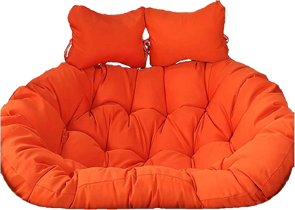 Silla Colgante Huevo Doble Naranja con Cojín y Reposacabezas - Hamaca para 2 Personas con Funda Impermeable Desmontable - Asiento Exterior para Patio y Jardín