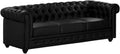 Sofá Chesterfield 3 plazas - Diseño clásico con asiento de 62 cm de profundidad - 205 x 88 x 72 cm - Negro con capacidad máxima de 360 kg y sin montaje