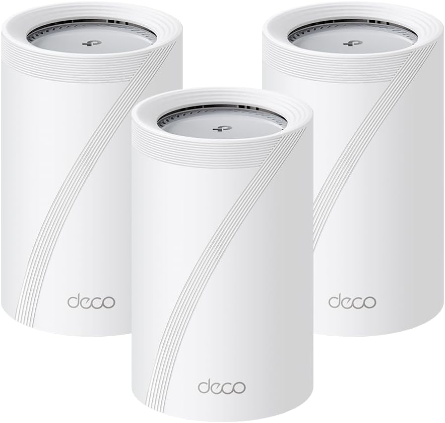 TP-Link Deco BE65 Pro sistema Mesh WiFi 7 - BE9300 tribanda con canales de 320 MHz y tecnología MLO - Puertos de 5 y 2.5 Gbps - Pack de tres unidades blancas
