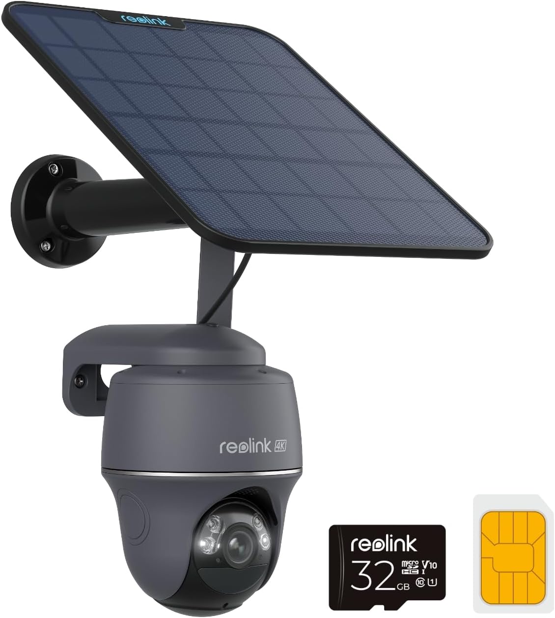 Reolink Go PT Ultra cámara solar 4K LTE - Resolución de 8 MP y giro de 360 grados - Visión nocturna en color y detección IA - Panel solar y tarjeta SD de 32 GB