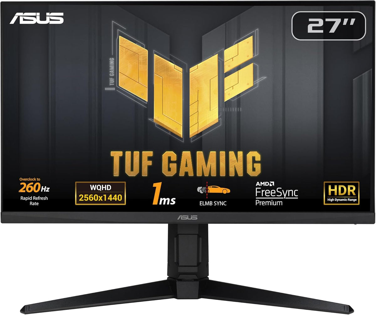 ASUS TUF Gaming VG27AQML1A monitor - Pantalla QHD de 27 pulgadas y hasta 260 Hz - Respuesta de 1 ms con ELMB Sync y Overdrive Variable - FreeSync Premium HDR400 y color sRGB