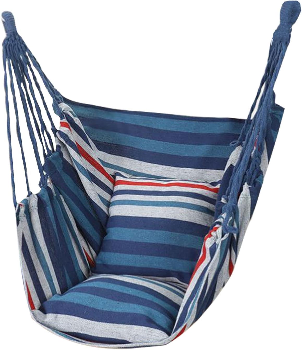 Silla Colgante con 2 Cojines Capacidad 150 kg - Asiento Columpio Interior y Exterior - Sillón Suspendido para Dormitorio Patio Terraza y Jardín