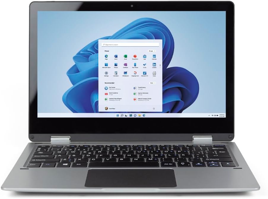 PRIXTON Flex Pro Portátil convertible 11,6 pulgadas - Intel Celeron N4020 con 4 GB RAM y 128 GB - Pantalla táctil para estudio y uso diario - Windows 11 Home y teclado español