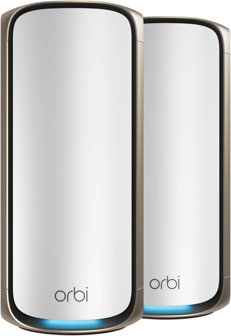 NETGEAR Orbi 970 RBE972S sistema Mesh WiFi 7 - Velocidad de hasta 27 Gbps y cobertura de 440 m2 - Router y satélite para 200 dispositivos - Puerto de Internet 10G