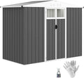 Outsunny Caseta metálica 2,7 m2 - Acero galvanizado gris 246 x 117 x 180 cm - Ventana y 4 rejillas de ventilación - Puerta con cerradura para herramientas
