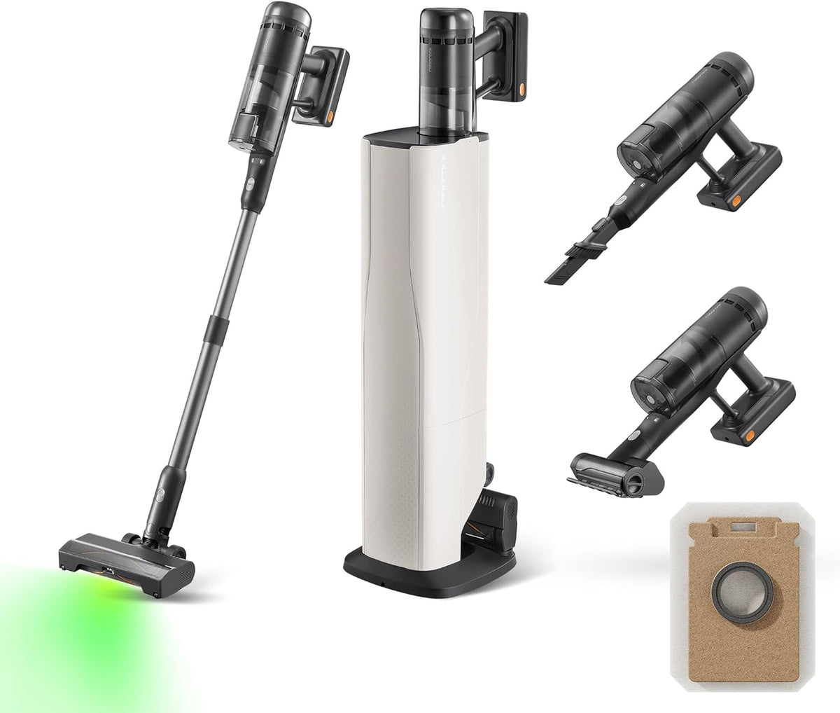 Roborock H60 Hub Ultra aspiradora sin cable - Succión de 210 AW y autonomía de 90 minutos - Base de vaciado automático - Cepillo anti enredos y detección LED de 140 grados